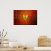 Poster Coeur d'or avec clé (Cuisine)