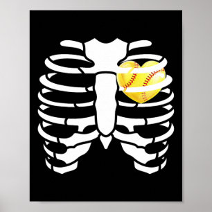 Poster Coeur doux dans les côtes Skeleton Halloween Costu