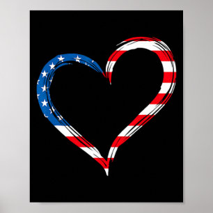 Poster Cœur drapeau américain jour du souvenir patriotiqu