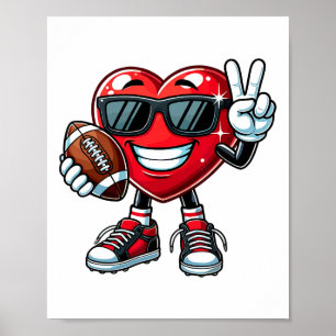 Poster Cœur drôle jouant au football garçons filles enfan