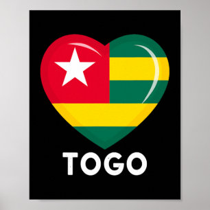Poster Coeur drôle Togo Drapeau Hommes Femmes Enfant Patr