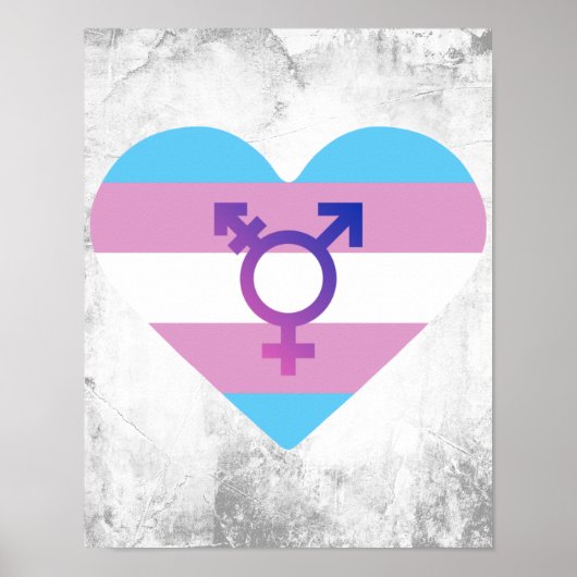 Poster Coeur du drapeau de la Trans Pride (Devant)