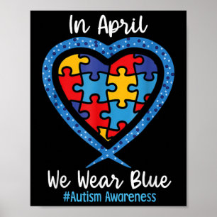 Poster Coeur En Avril Nous Portons Bleu Amour Espérance F