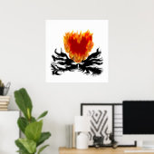 Poster Coeur en flammes (Bureau à domicile)