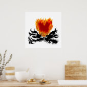 Poster Coeur en flammes (Cuisine)