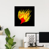 Poster Coeur en flammes (Bureau à domicile)