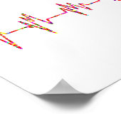 Poster Coeur et EKG ; coloré (Coin)