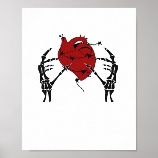 Poster Coeur Et Mains - Squelette Mains Coeur (Devant)