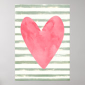 Poster Coeur et rayures (Devant)