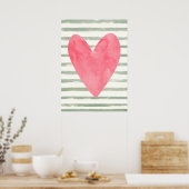 Poster Coeur et rayures (Cuisine)