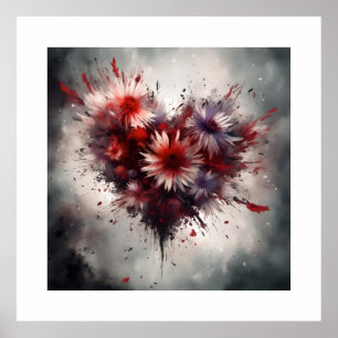 Poster Coeur fleuri