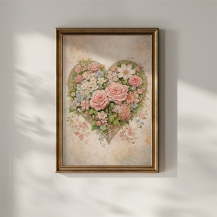 Poster Cœur Floral