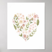 Poster Coeur floral rose Neutre Fille Décor (Devant)