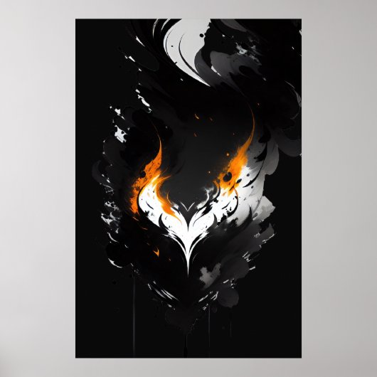 Poster Coeur foncé en feu (Devant)