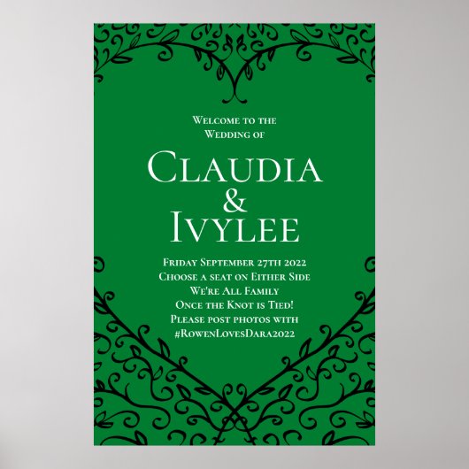 Poster Coeur gothique Vert & Noir (Devant)