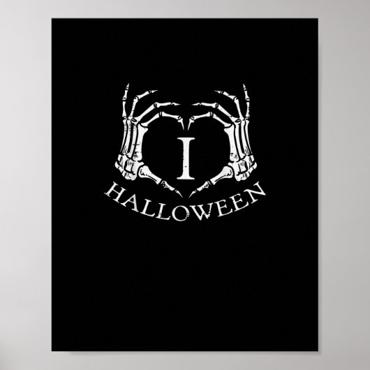 Poster Coeur Halloween Squelette Costume main Hommes Femm (Devant)