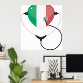 Poster Coeur italien avec stéthoscope Soins de santé (Bureau à domicile)