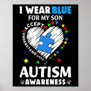 Poster Coeur Je Porte Du Bleu Pour Mon Fils Sensibilisati