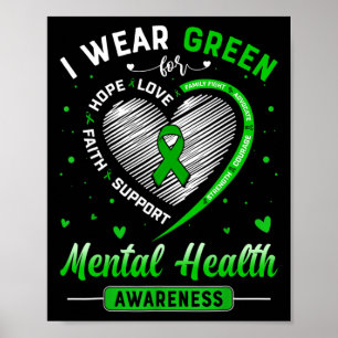 Poster Coeur Je Porte Vert Pour La Sensibilisation À La S