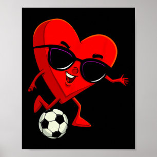 Poster Cœur jouant au football Mignon Saint-Valentin Spor