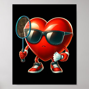 Poster Coeur Jouer Badminton Valentines Day Valentine M