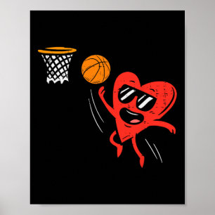 Poster Coeur Jouer Basketball Cute Valentines Jour Sport