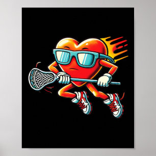 Poster Coeur Jouer Lacrosse Drôle Lacrosse Joueur Valen