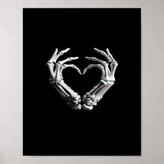 Poster Coeur main Skeleton os Éffrayantes filles Ados (Devant)