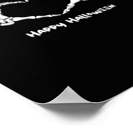 Poster Coeur main squelette éffrayant avec "Happy Hallowe (Coin)