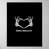 Poster Coeur main squelette éffrayant avec "Happy Hallowe (Devant)