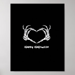 Poster Coeur main squelette éffrayant avec "Happy Hallowe