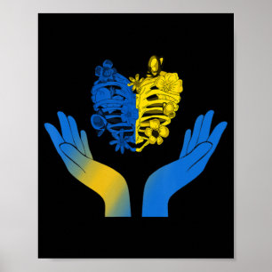 Poster Coeur main Ukraine Cage XRay Fleur Ukraine Ukraine