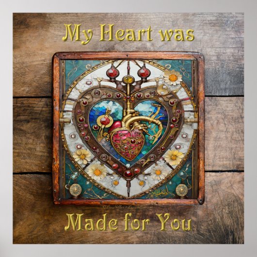 Poster Coeur mécanique série anatomique Steampunk (Devant)