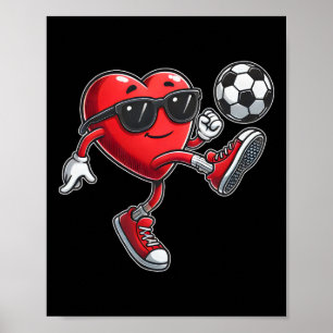 Poster Coeur Mignon Jouant au Football à la Saint-Valenti
