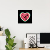 Poster coeur mignon palestine pastèques colorées (Bureau à domicile)