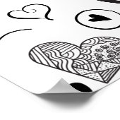 Poster coeur noir - arrière - plan blanc (Coin)