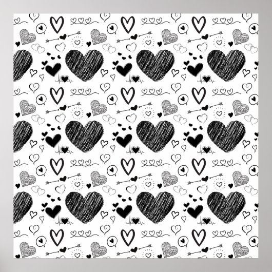 Poster coeur noir - arrière - plan blanc (Devant)