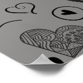 Poster coeur noir -arrière - plan gris (Coin)