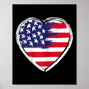 Poster Coeur nous drapeau 4 juillet patriotique américain