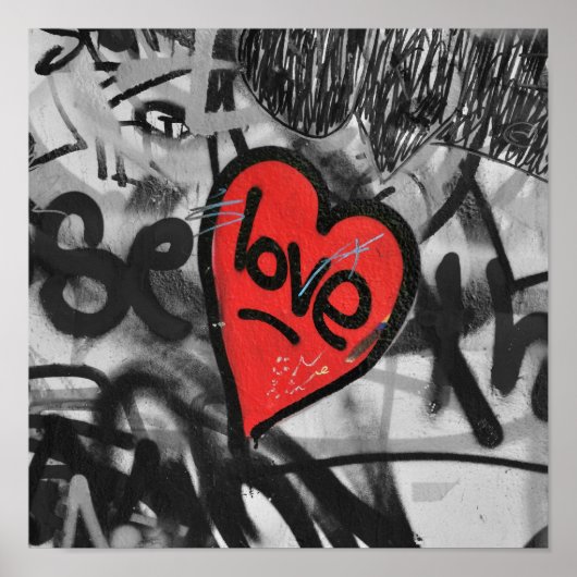 Poster coeur peint en rouge (Devant)