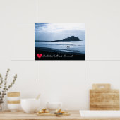 Poster Coeur personnalisé St Michaels Mont Cornwall + Che (Cuisine)