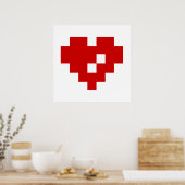 Poster Cœur Pixel 8 Bit Amour (Cuisine)