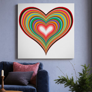 Poster Coeur rétro coloré