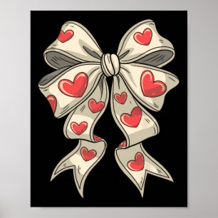 Poster Cœur Rétro de la Saint-Valentin Nœud Coquette pour