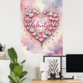 Poster Coeur romantique et fête de la Saint-Valentin (Bureau à domicile)