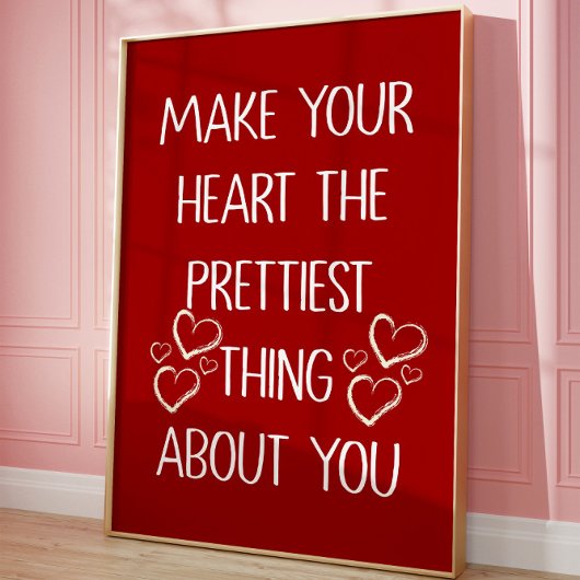 Poster Coeur Romantique Self Love Citation tendance esthé