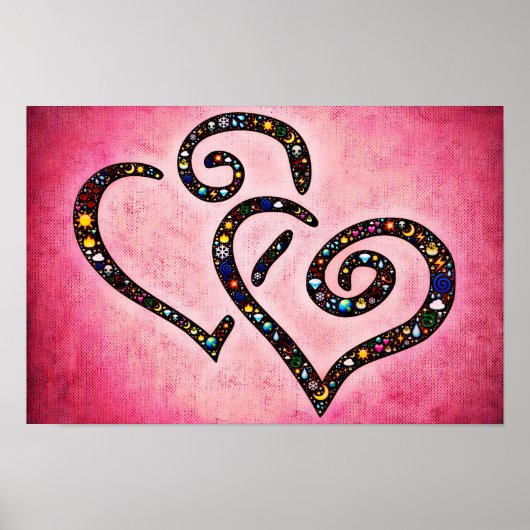 Poster Coeur rose (Devant)