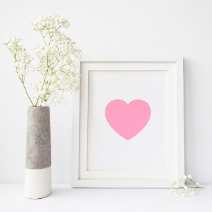 Poster Cœur Rose Pâle Minimaliste