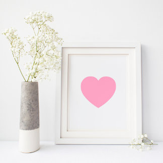 Poster Cœur Rose Pâle Minimaliste