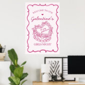 Poster Coeur rose rétro Coquette gâteau Galentines Bienve (Bureau à domicile)